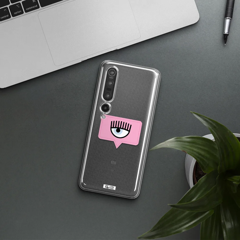 A Pink Chat Bubble With Eye And Eyelashes Xiaomi Mi 10 Pro Clear Tpu Case