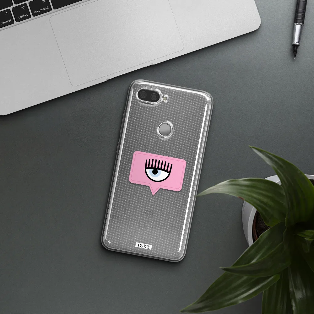 A Pink Chat Bubble With Eye And Eyelashes Xiaomi Mi 8 Lite Clear Tpu Case
