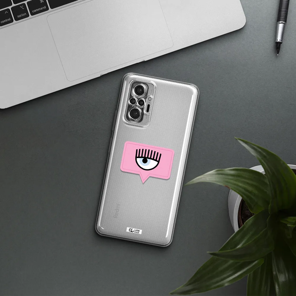 A Pink Chat Bubble With Eye And Eyelashes Xiaomi Note 10 Pro Clear Tpu Case