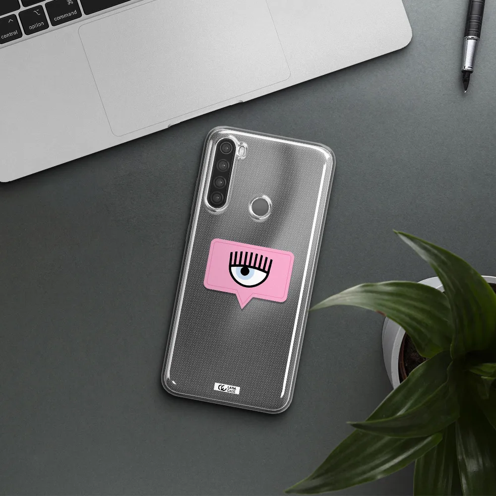 A Pink Chat Bubble With Eye And Eyelashes Xiaomi Note 8 Clear Tpu Case