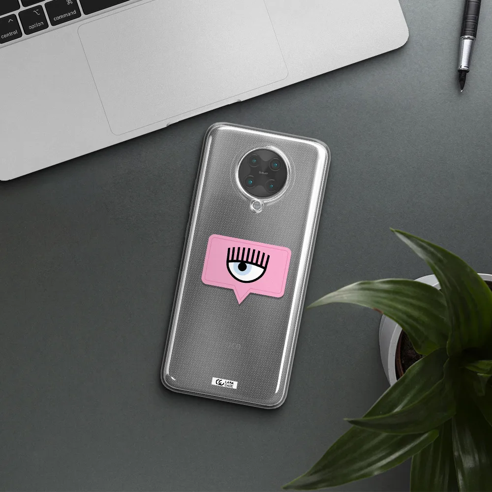 A Pink Chat Bubble With Eye And Eyelashes Xiaomi Poco F2 Pro Clear Tpu Case