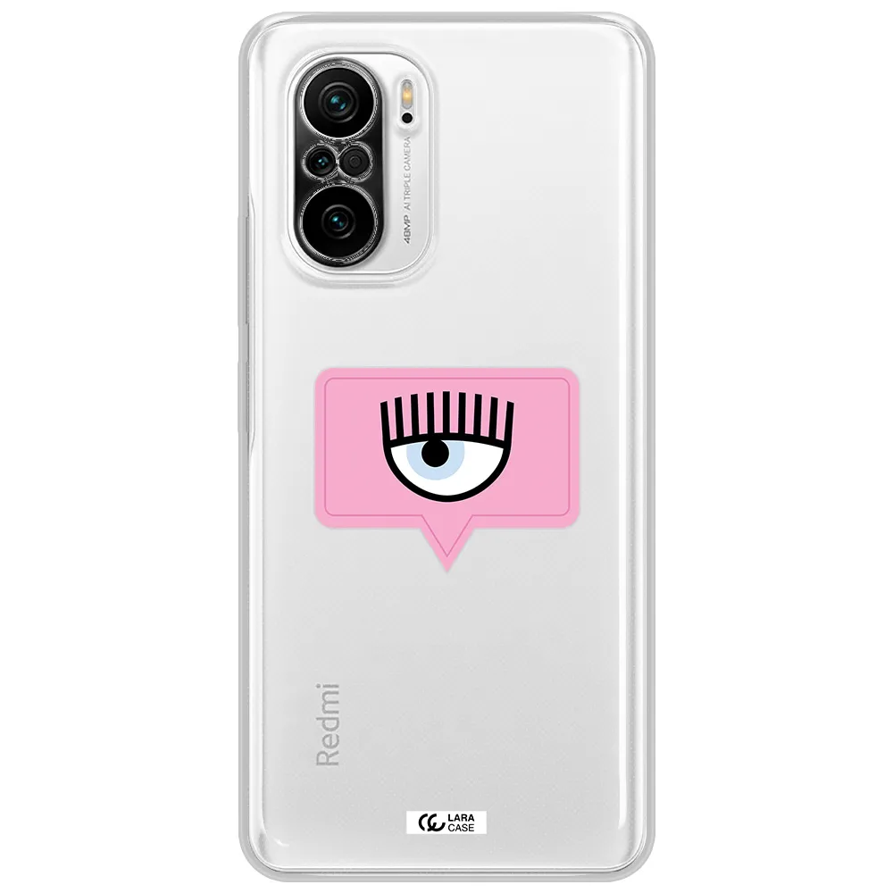 A Pink Chat Bubble With Eye And Eyelashes Xiaomi Poco F3 Clear Tpu Case