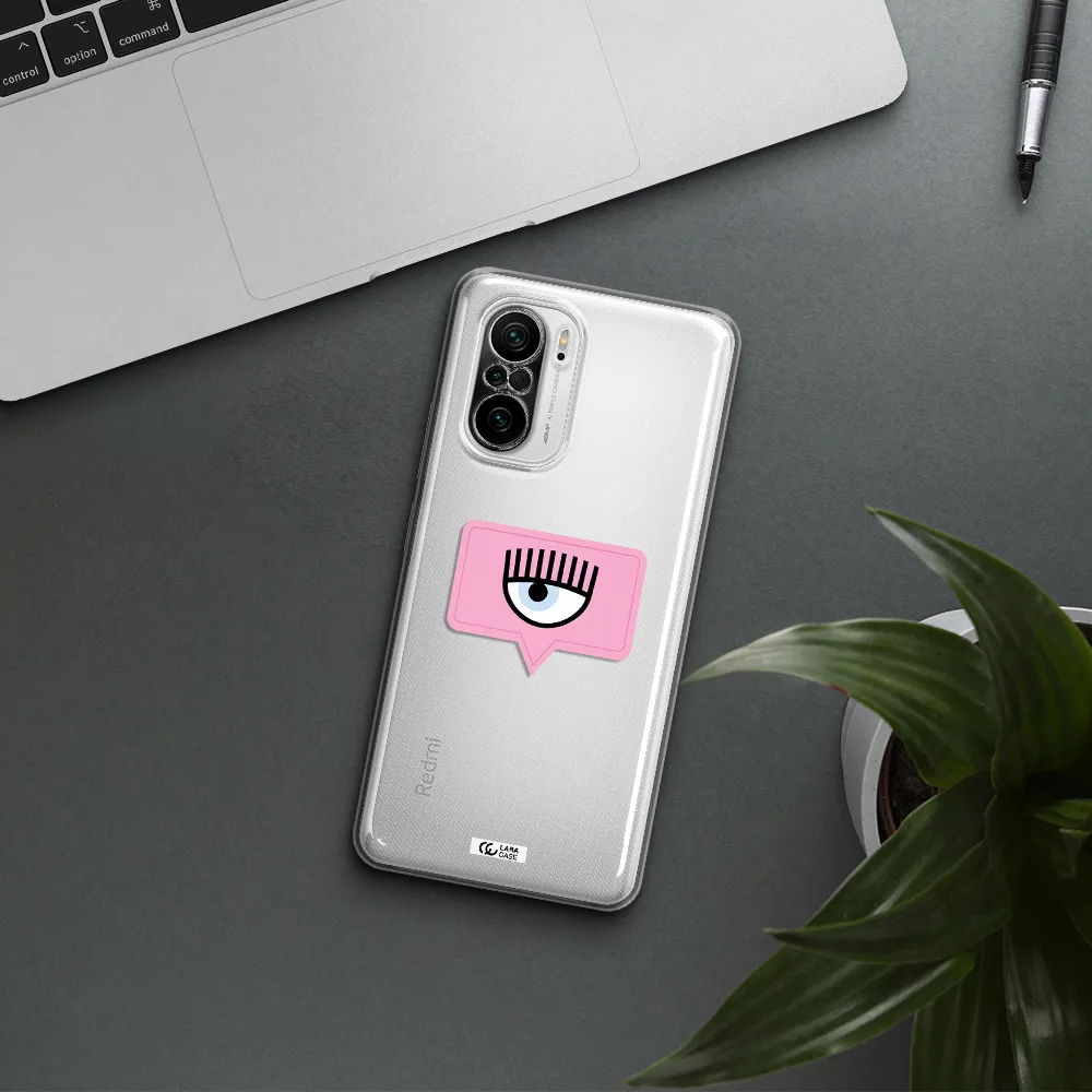 A Pink Chat Bubble With Eye And Eyelashes Xiaomi Poco F3 Clear Tpu Case