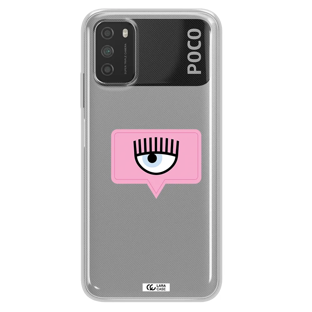 A Pink Chat Bubble With Eye And Eyelashes Xiaomi Poco M3 Clear Tpu Case