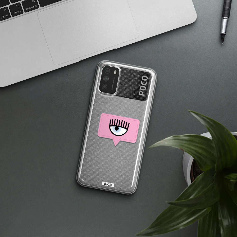 A Pink Chat Bubble With Eye And Eyelashes Xiaomi Poco M3 Clear Tpu Case