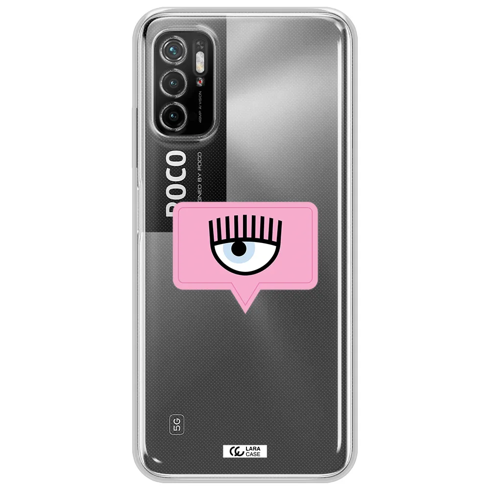 A Pink Chat Bubble With Eye And Eyelashes Xiaomi Poco M3 Pro Clear Tpu Case