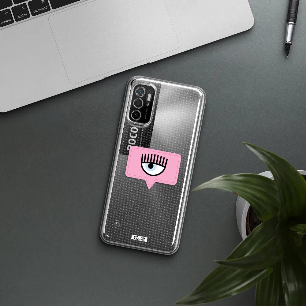 A Pink Chat Bubble With Eye And Eyelashes Xiaomi Poco M3 Pro Clear Tpu Case