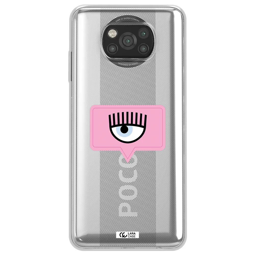 A Pink Chat Bubble With Eye And Eyelashes Xiaomi Poco X3 Clear Tpu Case