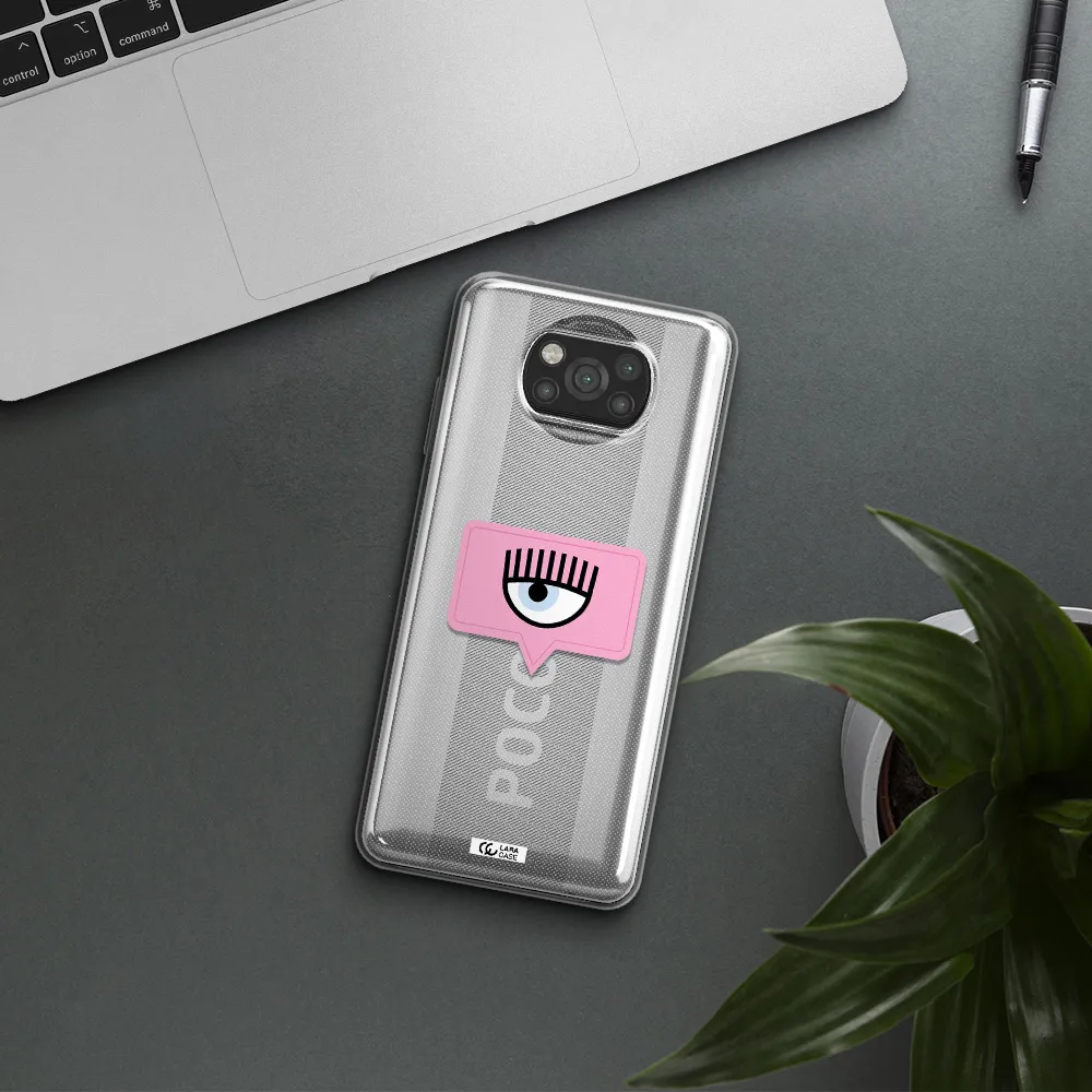 A Pink Chat Bubble With Eye And Eyelashes Xiaomi Poco X3 Clear Tpu Case