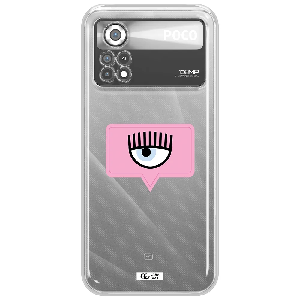 A Pink Chat Bubble With Eye And Eyelashes Xiaomi Poco X4 Pro Clear Tpu Case