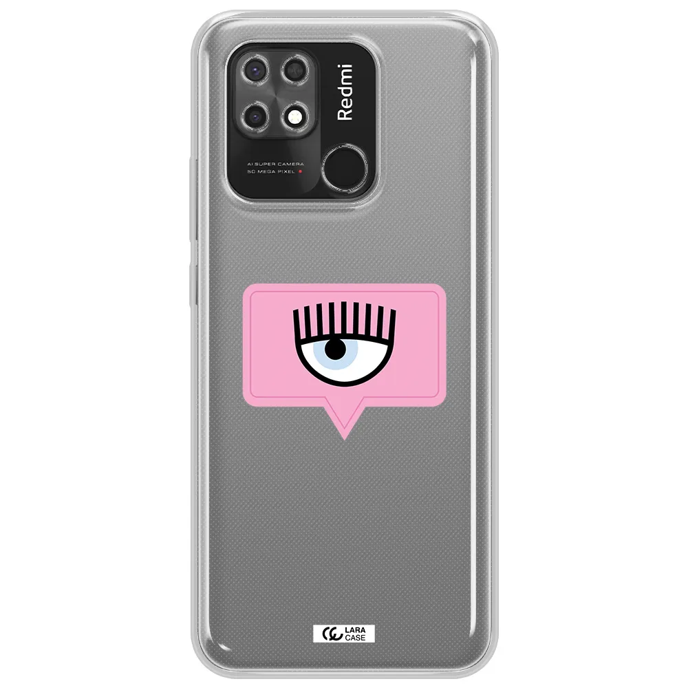 A Pink Chat Bubble With Eye And Eyelashes Xiaomi Redmi 10C Clear Tpu Case