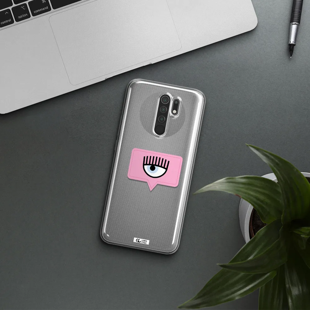 A Pink Chat Bubble With Eye And Eyelashes Xiaomi Redmi 9 Clear Tpu Case