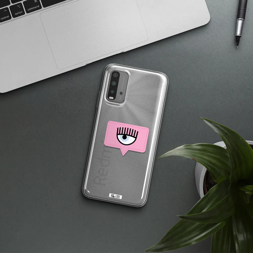 A Pink Chat Bubble With Eye And Eyelashes Xiaomi Redmi 9T Clear Tpu Case