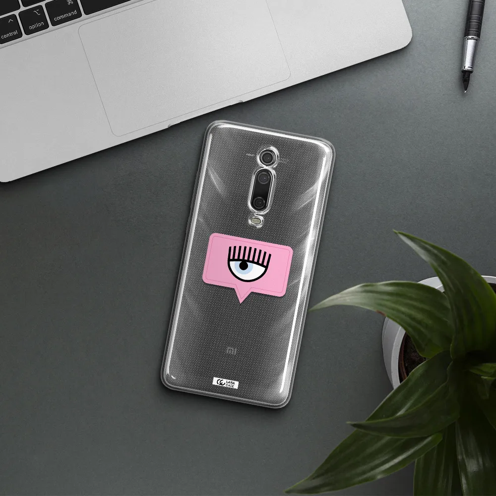 A Pink Chat Bubble With Eye And Eyelashes Xiaomi Redmi K20 Clear Tpu Case