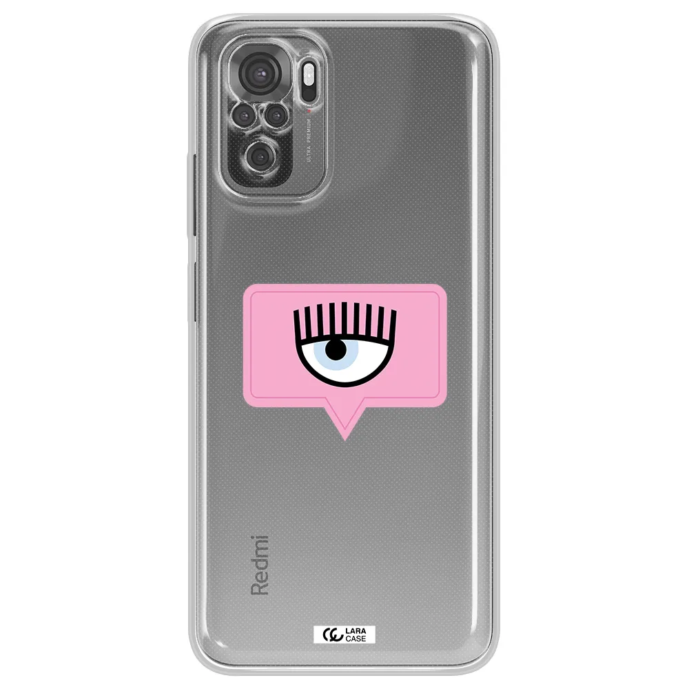 A Pink Chat Bubble With Eye And Eyelashes Xiaomi Redmi Note 10S Clear Tpu Case