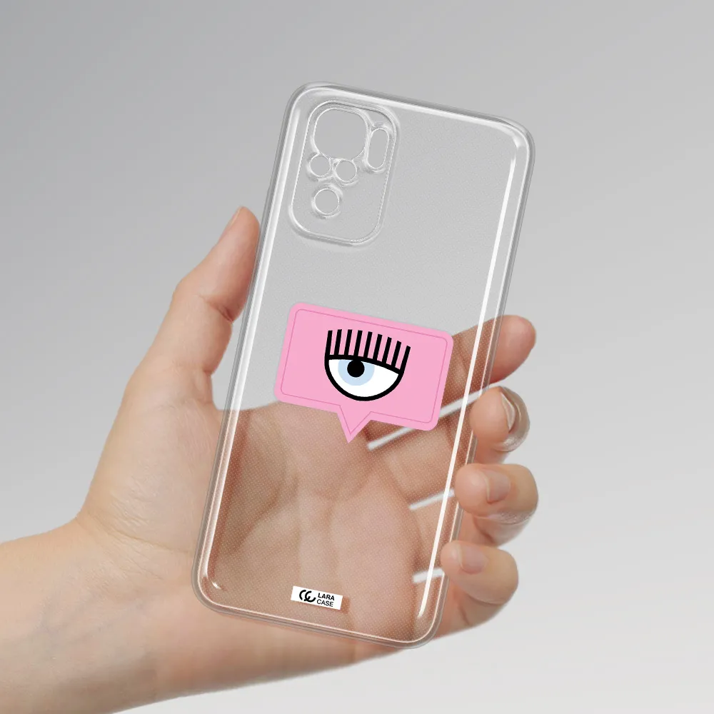A Pink Chat Bubble With Eye And Eyelashes Xiaomi Redmi Note 10S Clear Tpu Case