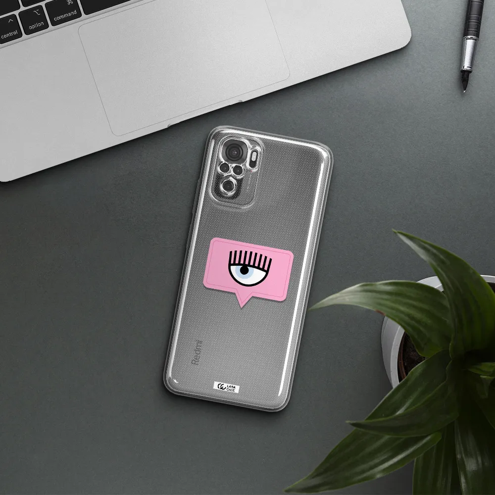 A Pink Chat Bubble With Eye And Eyelashes Xiaomi Redmi Note 10S Clear Tpu Case