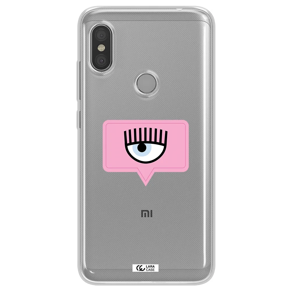 A Pink Chat Bubble With Eye And Eyelashes Xiaomi Redmi Note 6 Pro Clear Tpu Case