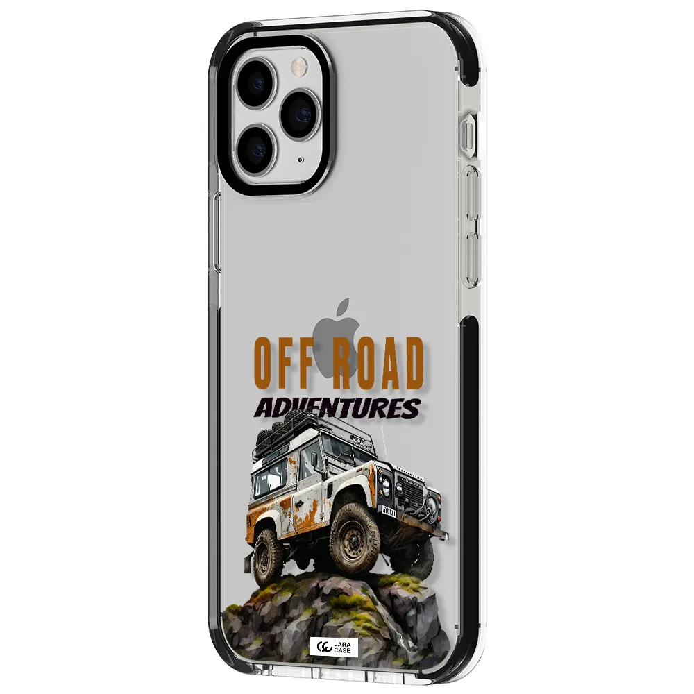 a car with rust on top Apple iPhone 11 pro impact black border Case