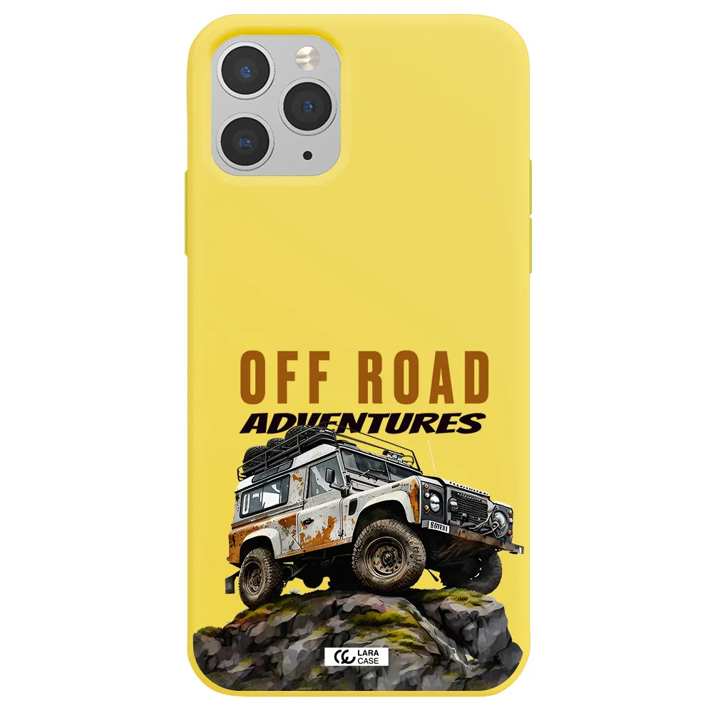 a car with rust on top Apple iPhone 11 pro Silicone canary yellow Case