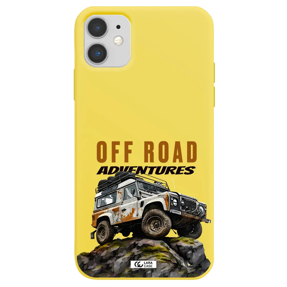 a car with rust on top Apple iPhone 11 Silicone canary yellow Case