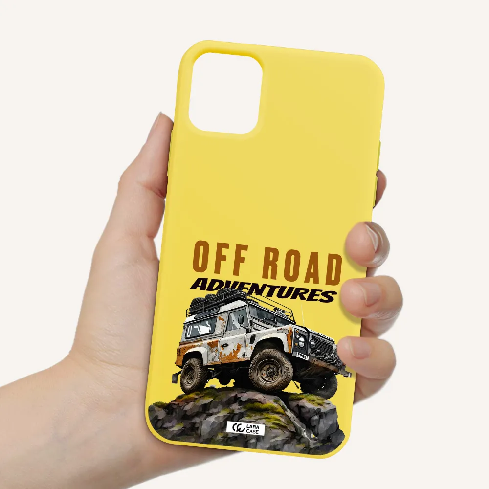 a car with rust on top Apple iPhone 11 Silicone canary yellow Case