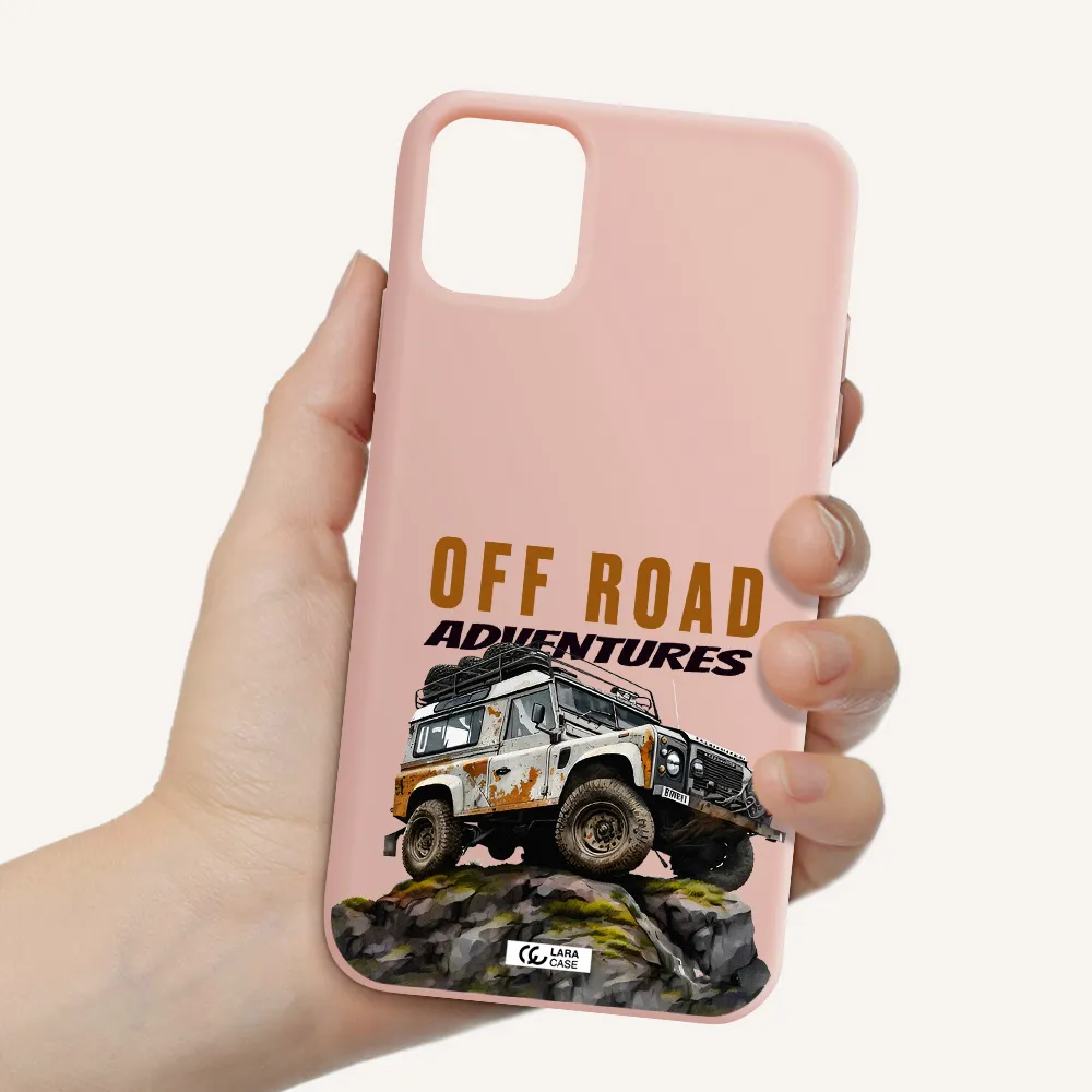 a car with rust on top Apple iPhone 11 Silicone pastel pink Case