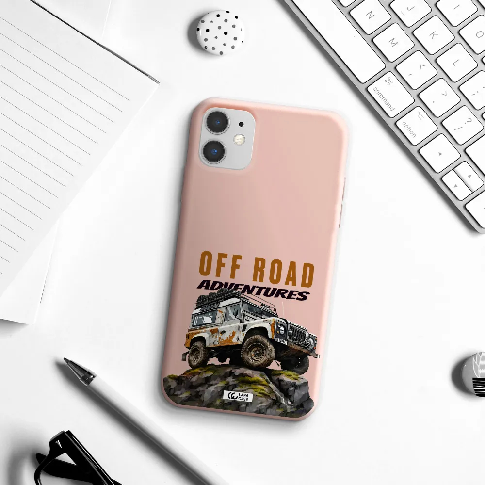a car with rust on top Apple iPhone 11 Silicone pastel pink Case