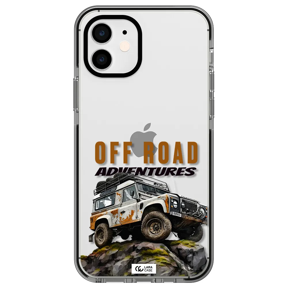 a car with rust on top Apple iPhone 12 impact black border Case