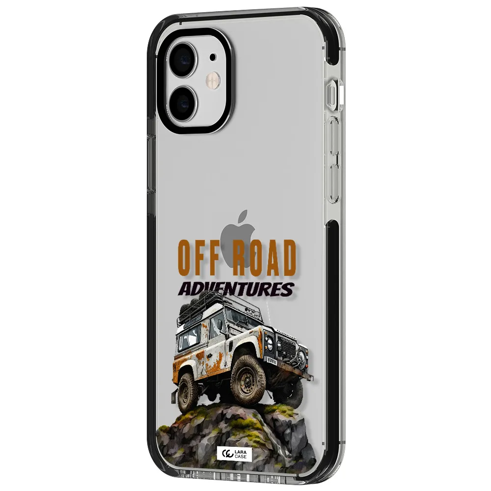 a car with rust on top Apple iPhone 12 impact black border Case