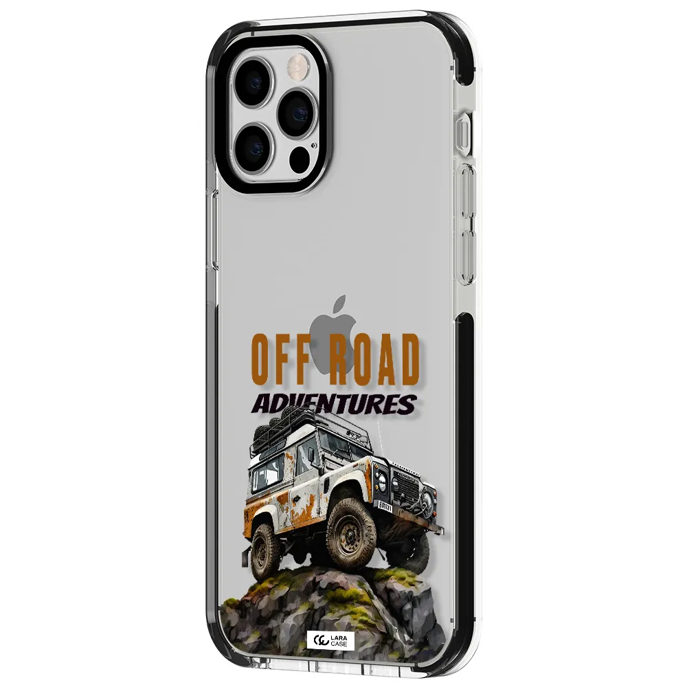 a car with rust on top Apple iPhone 12 pro impact black border Case