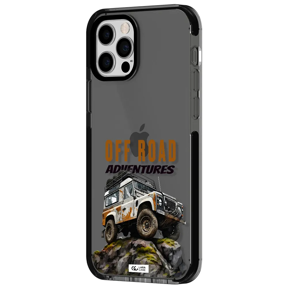 a car with rust on top Apple iPhone 12 pro impact Smoke Black Case