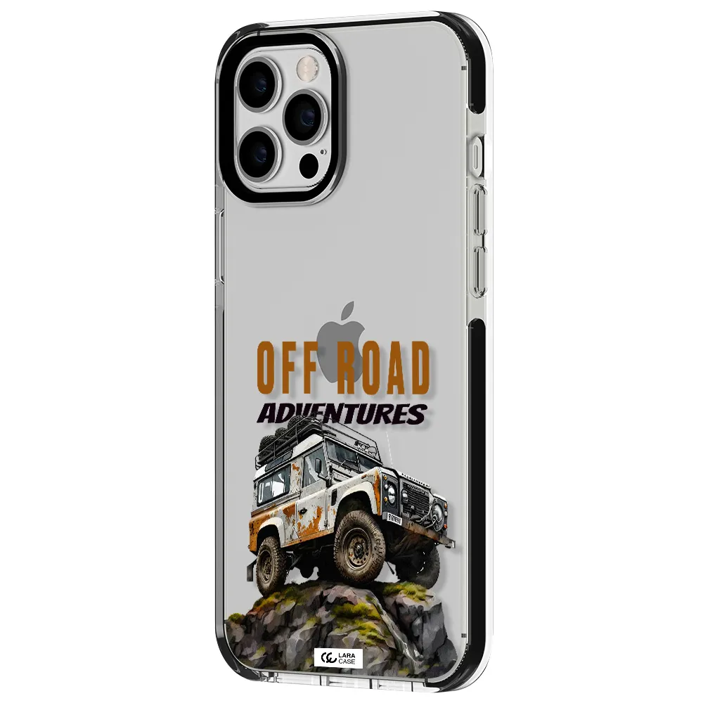 a car with rust on top Apple iPhone 12 pro max impact black border Case