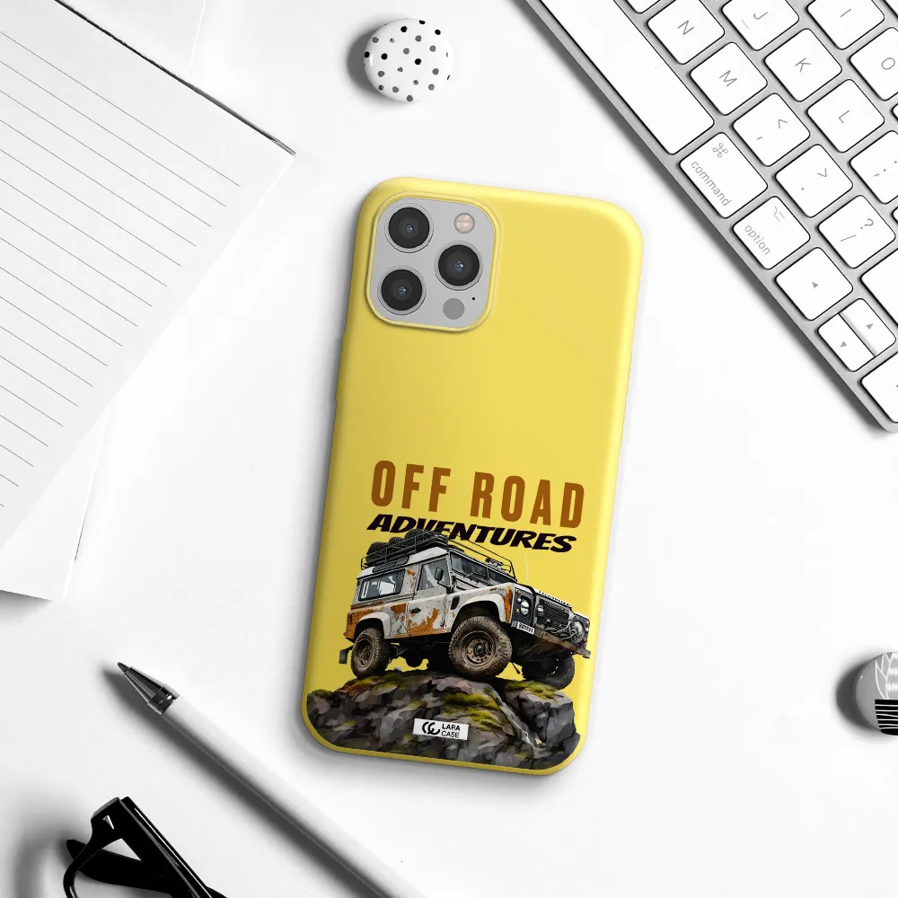 a car with rust on top Apple iPhone 12 pro max Silicone canary yellow Case