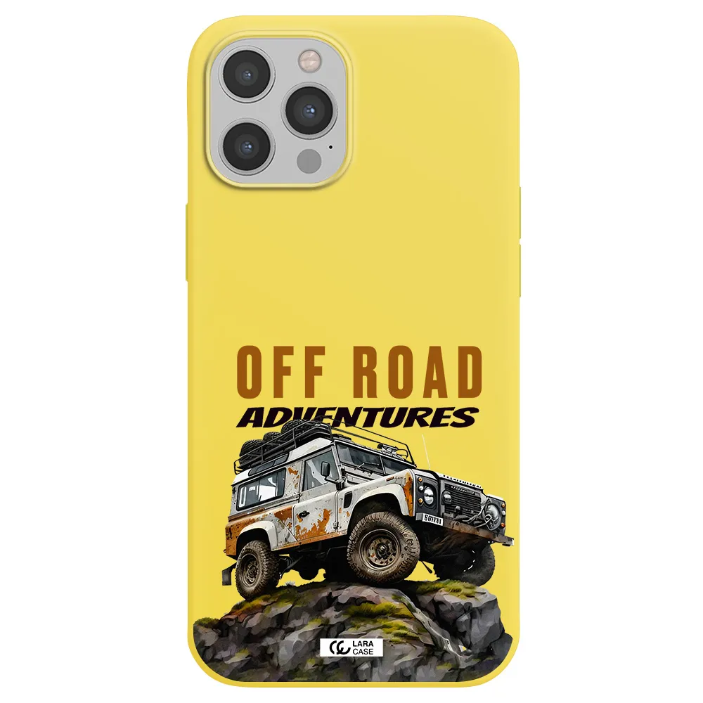 a car with rust on top Apple iPhone 12 pro Silicone canary yellow Case