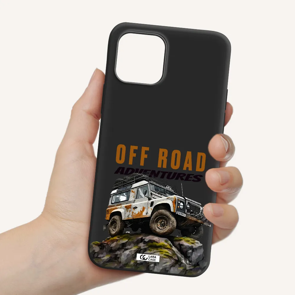 a car with rust on top Apple iPhone 12 Silicone black Case