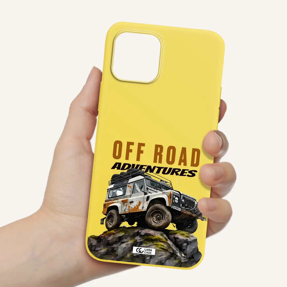 a car with rust on top Apple iPhone 12 Silicone canary yellow Case