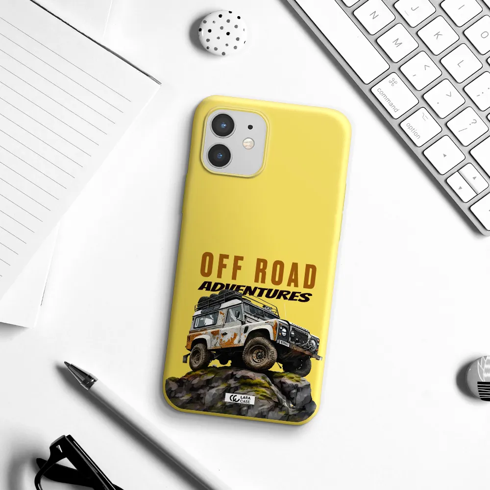 a car with rust on top Apple iPhone 12 Silicone canary yellow Case