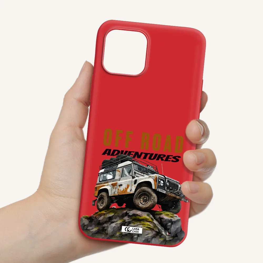 a car with rust on top Apple iPhone 12 Silicone Imperial Red Case
