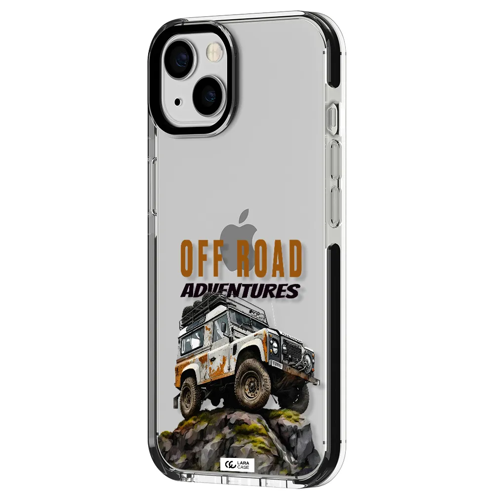 a car with rust on top Apple iPhone 13 impact black border Case