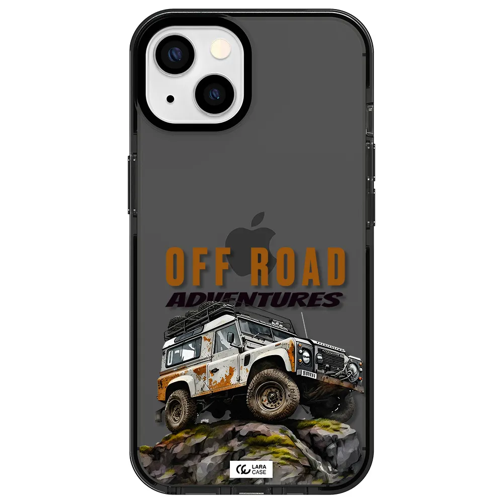 a car with rust on top Apple iPhone 13 impact Smoke Black Case