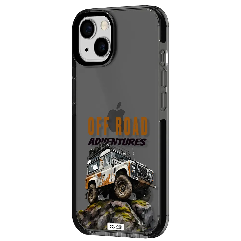 a car with rust on top Apple iPhone 13 impact Smoke Black Case