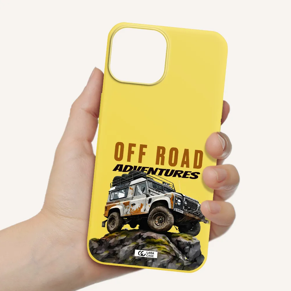 a car with rust on top Apple iPhone 13 mini Silicone canary yellow Case