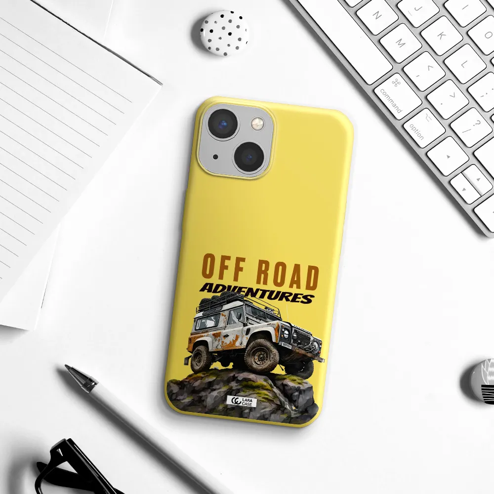 a car with rust on top Apple iPhone 13 mini Silicone canary yellow Case