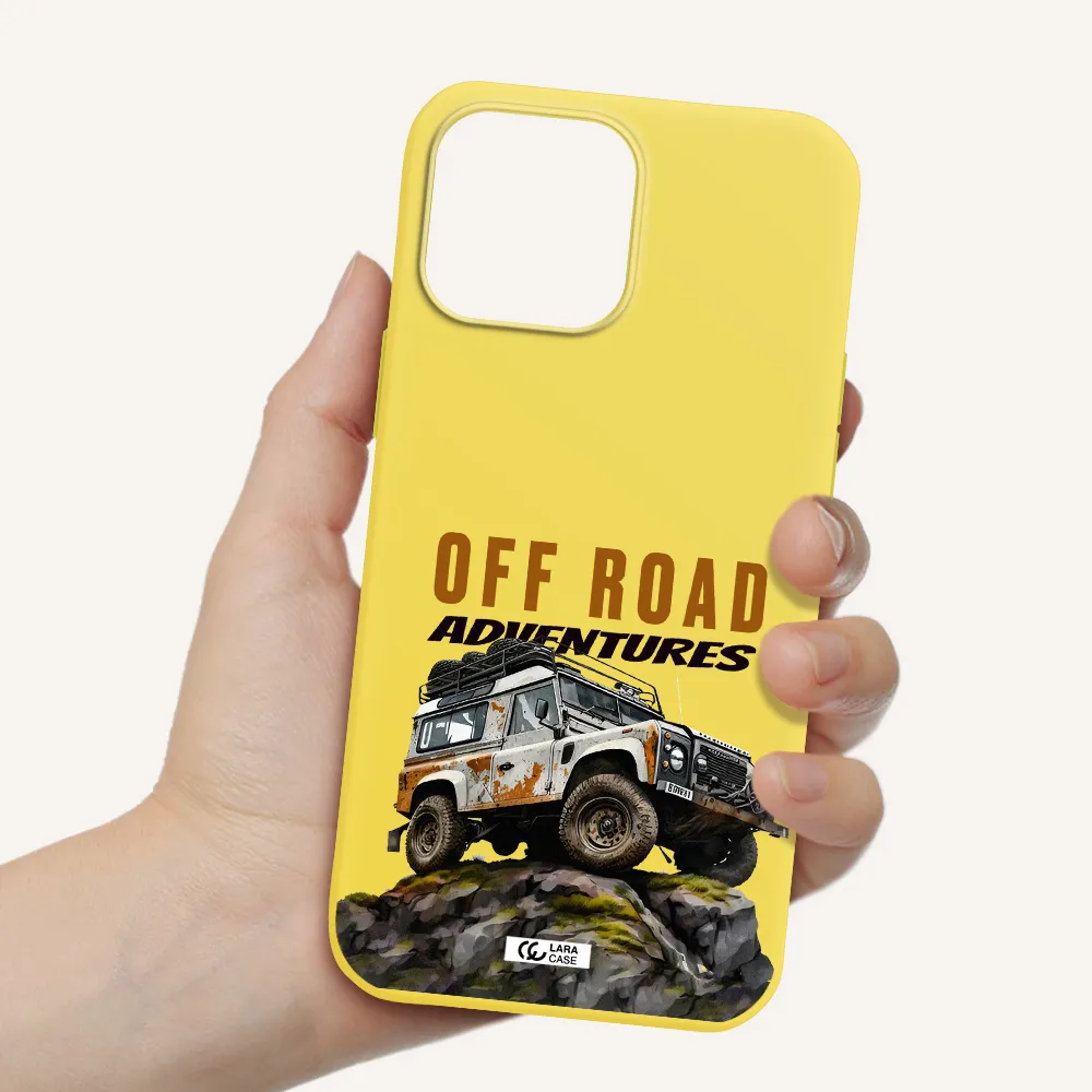 a car with rust on top Apple iPhone 13 Pro Max Silicone canary yellow Case