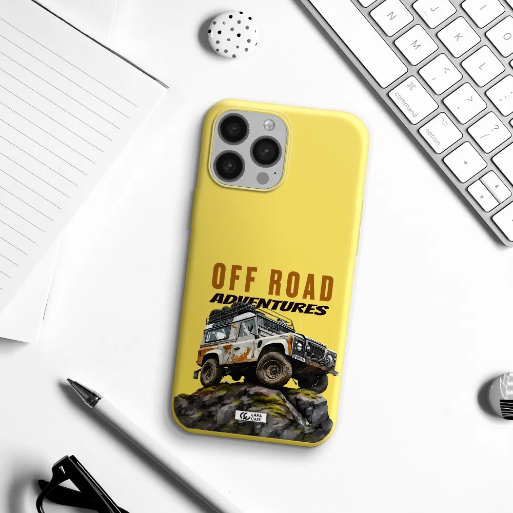 a car with rust on top Apple iPhone 13 Pro Silicone canary yellow Case