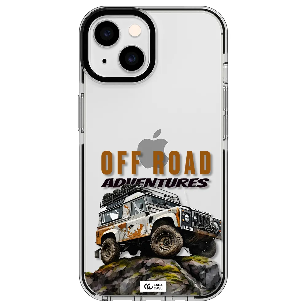 a car with rust on top Apple iPhone 14 impact black border Case