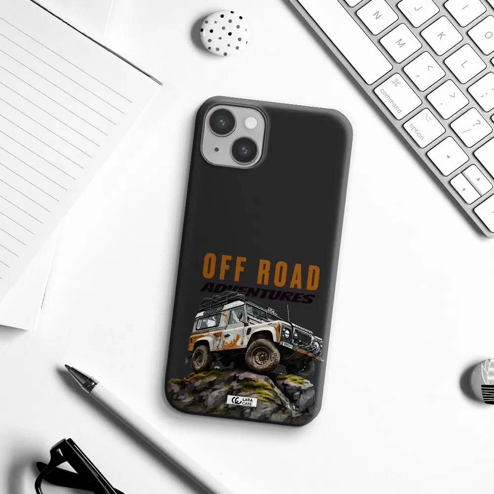 a car with rust on top Apple iPhone 14 plus Silicone black Case