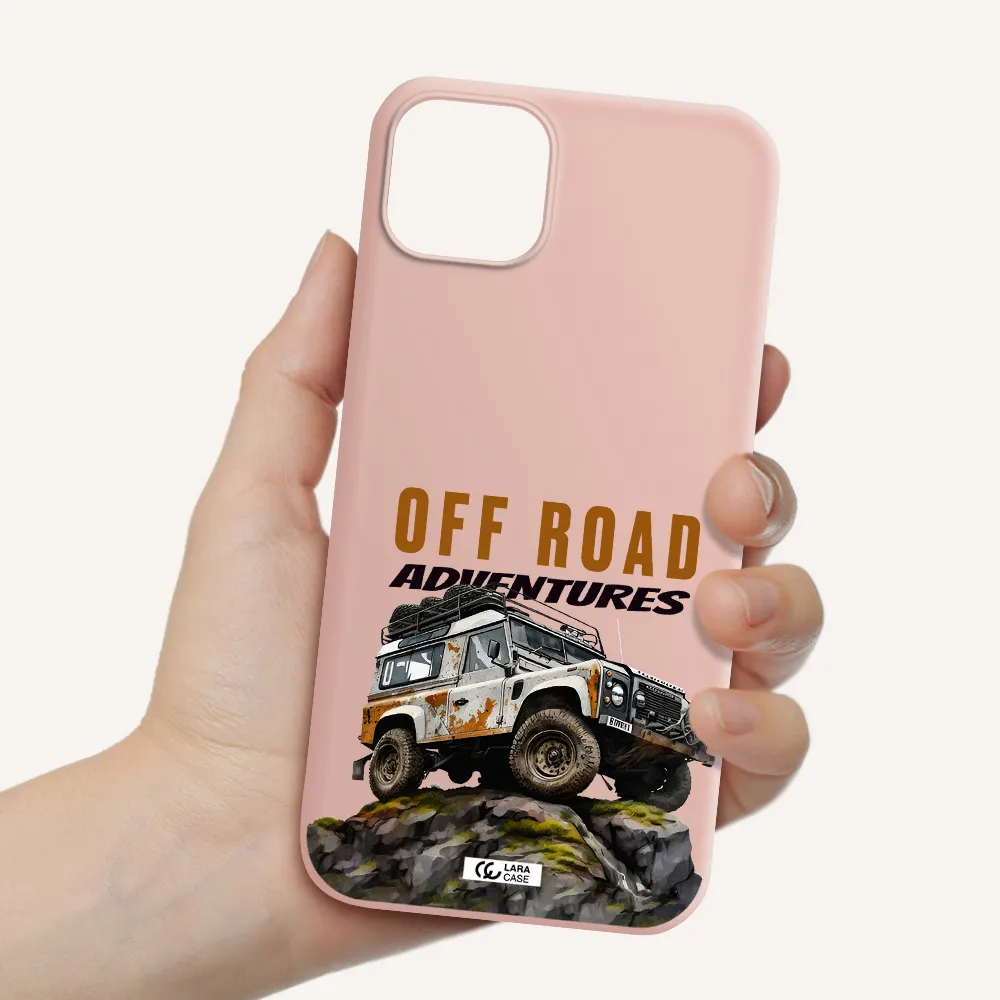 a car with rust on top Apple iPhone 14 plus Silicone pastel pink Case