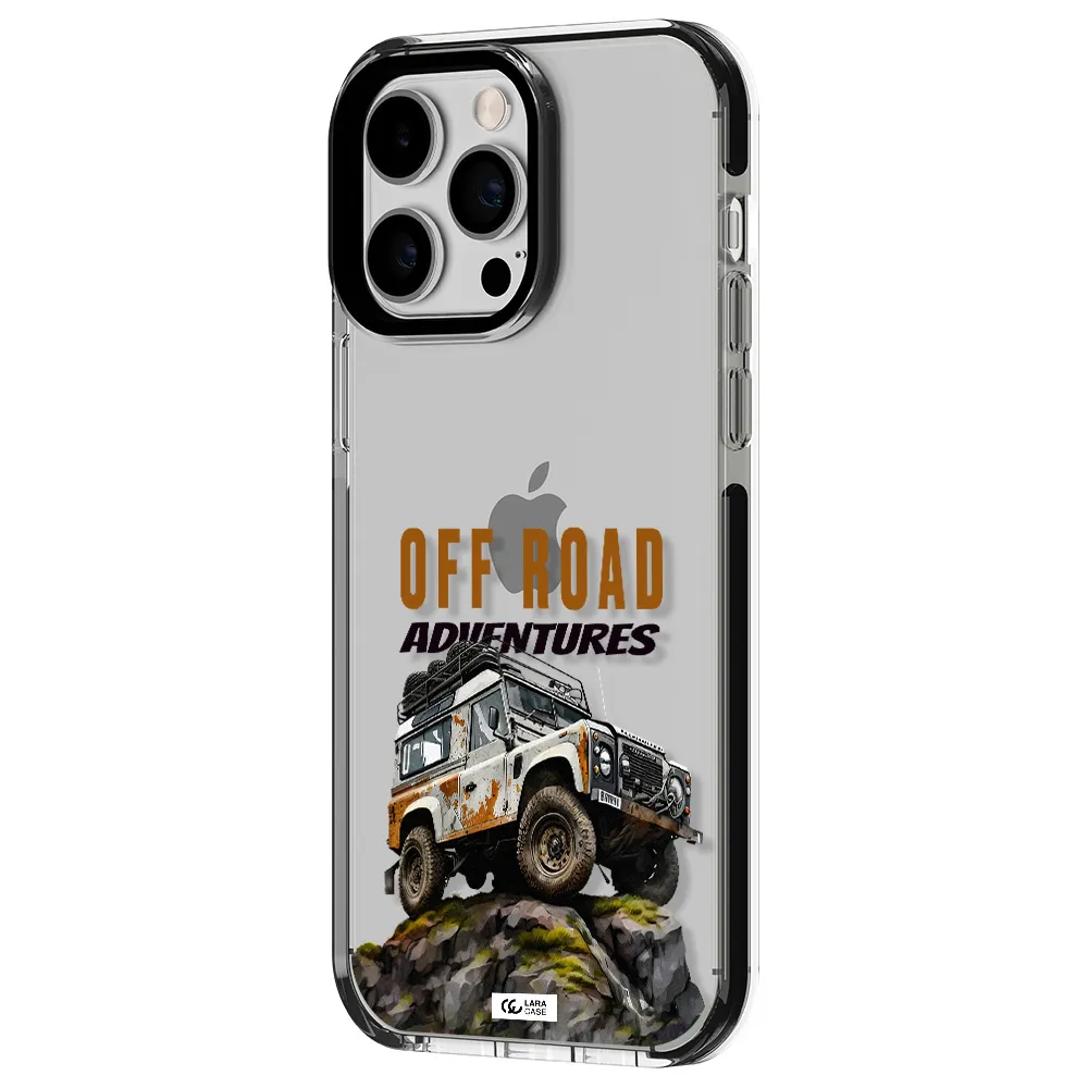 a car with rust on top Apple iPhone 14 pro max impact black border Case